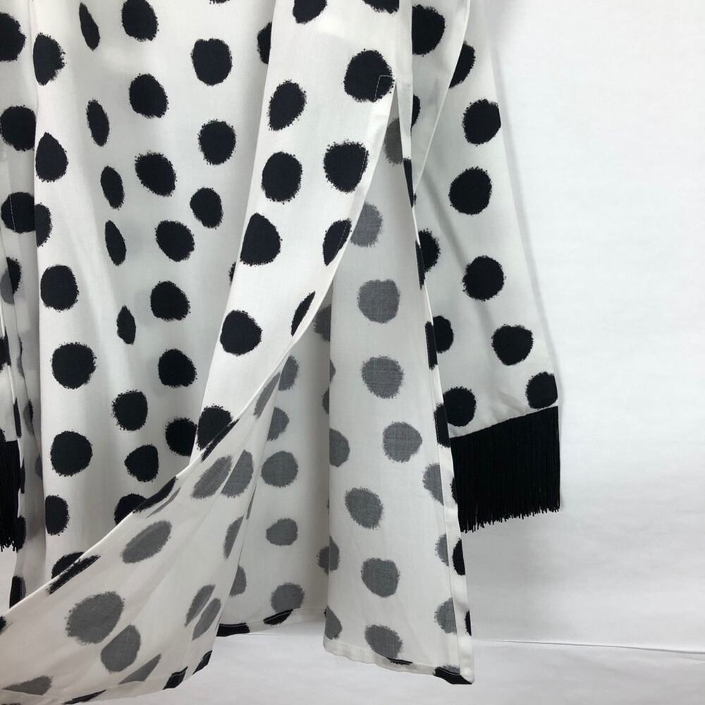 Mother of Pearl Kate Polka Dot Midi Skirt Tie‎ Front Fringe White Black Size 0 - Picture 14 of 15